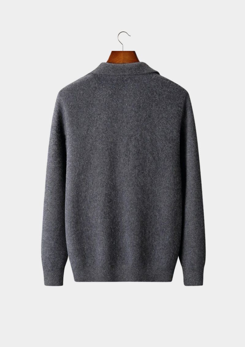 Premium Cashmere Zip Polo Cardigan