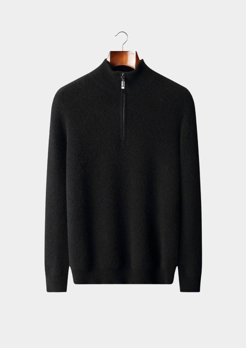 Pure Cashmere Ribbed Half Zip