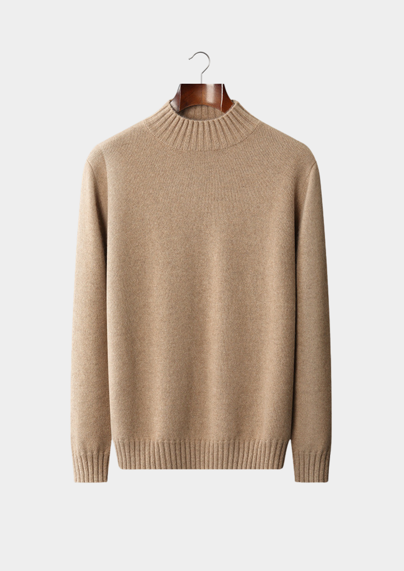 Pure Cashmere Beige Mockneck Sweater