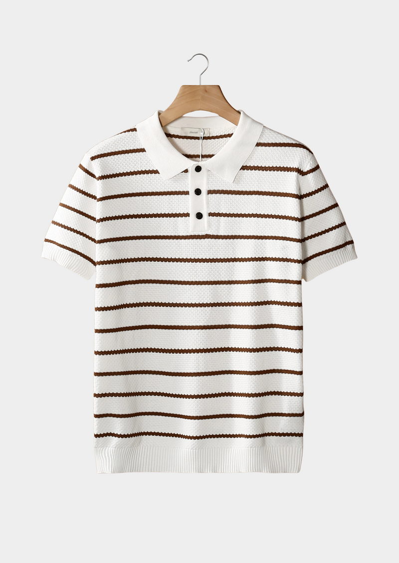 Striped Textured Button Polo