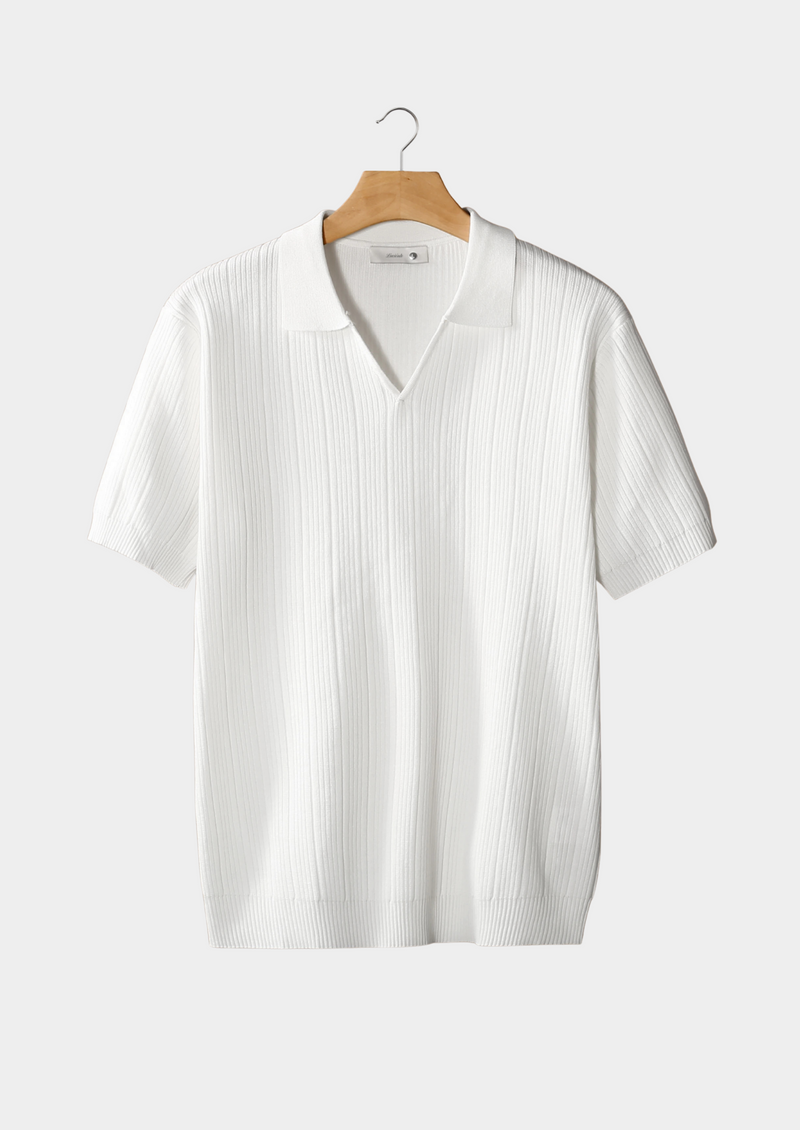 Open Collar Ribbed Polo