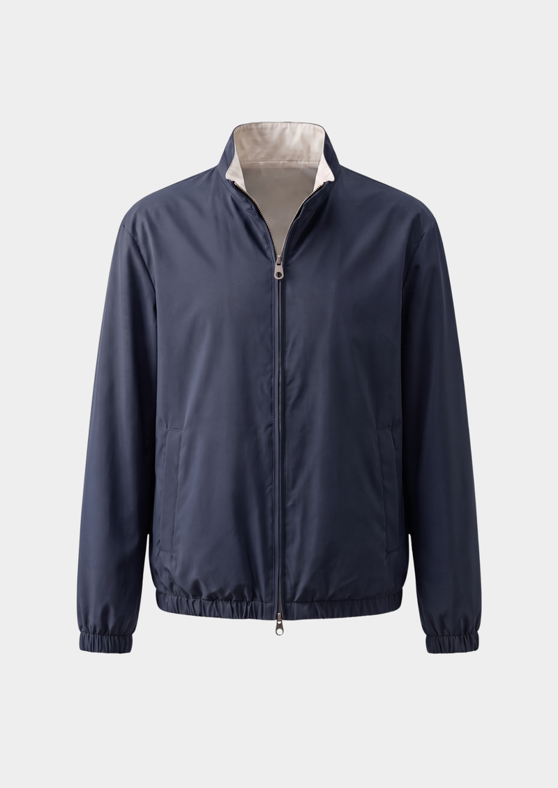 Navy Blue Technical Windbreaker Jacket