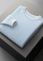 Pure Extra-Fine Merino Wool Two Tone Crewneck