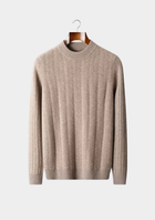 Pure Extra-Fine Merino Wool Herringbone Crewneck