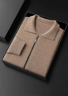 Pure Extra-Fine Merino Wool Polo Zip Cardigan