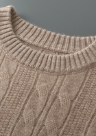 Pure Extra-Fine Merino Wool Cable Crewneck