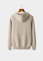 Pure Extra-Fine Merino Wool Ribbed Zipper Hoodie