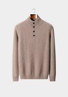 Pure Extra-Fine Merino Wool Ribbed Henley Sweater