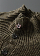 Premium Cashmere Ribbed High Collar Cardigan