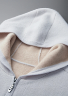Premium Cashmere Two-Tone Zipper Hoodie