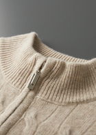 Pure Extra-Fine Merino Wool Cable Half Zip