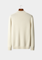 Pure Cashmere Ivory Patterned Mockneck
