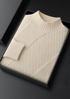 Pure Cashmere Ivory Patterned Mockneck