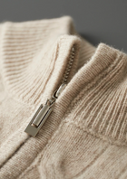Pure Extra-Fine Merino Wool Cable Half Zip