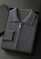 Premium Cashmere Zip Polo Cardigan