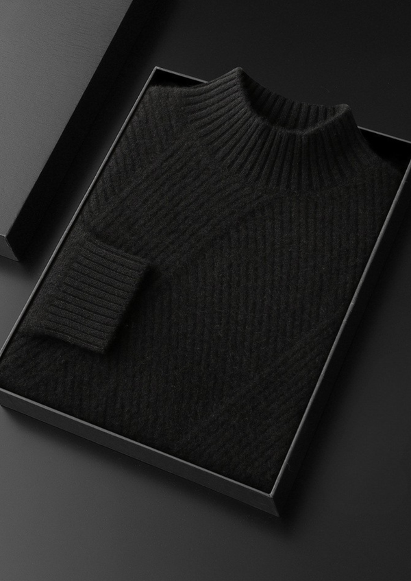 Pure Cashmere Patterned Mockneck