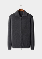 Pure Extra-Fine Merino Wool Funnel Neck Dual Zip Cardigan