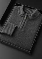 Pure Cashmere Dark Gray Half Zip Sweater