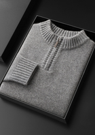 Pure Cashmere Light Gray Half Zip Sweater