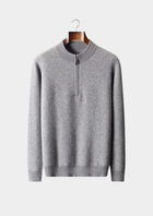 Premium Cashmere Patterned Half-Zip Sweater