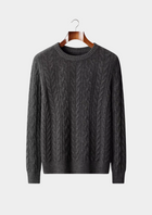 Pure Extra-Fine Merino Wool Cable Knit Crewneck