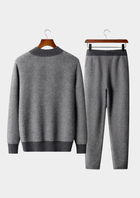 Pure Extra-Fine Merino Wool Gray Herringbone Set