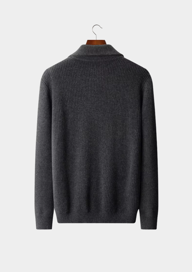 Pure Extra-Fine Merino Wool Funnel Neck Dual Zip Cardigan