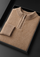 Pure Cashmere Light Beige Half Zip Sweater