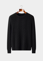 Pure Extra-Fine Merino Wool Cable Knit Crewneck
