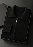 Premium Cashmere Zip Polo Cardigan
