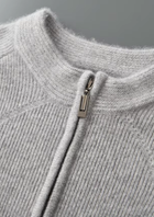 Pure Extra-Fine Merino Wool Ribbed Zip Cardigan