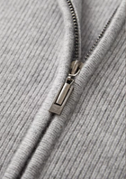 Pure Extra-Fine Merino Wool Ribbed Zip Cardigan