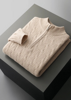 Pure Extra-Fine Merino Wool Cable Half Zip