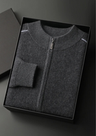 Premium Cashmere Two Tone Zip Cardigan