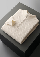 Pure Extra-Fine Merino Wool Cable Half Zip