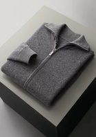 Pure Extra-Fine Merino Wool Ribbed Zipper Cardigan