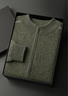 Premium Cashmere Two Tone Zip Cardigan
