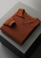 Pure Extra-Fine Merino Wool Ribbed Buttonless Polo