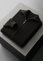 Pure Extra-Fine Merino Wool Ribbed Zipper Cardigan