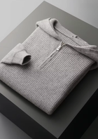 Pure Extra-Fine Merino Wool Half Zipper Hoodie