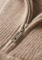 Pure Cashmere Beige Cable Half Zip Sweater