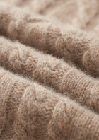 Pure Cashmere Beige Cable Half Zip Sweater