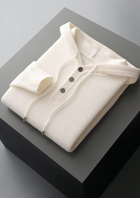 Pure Extra-Fine Merino Wool Button Hoodie