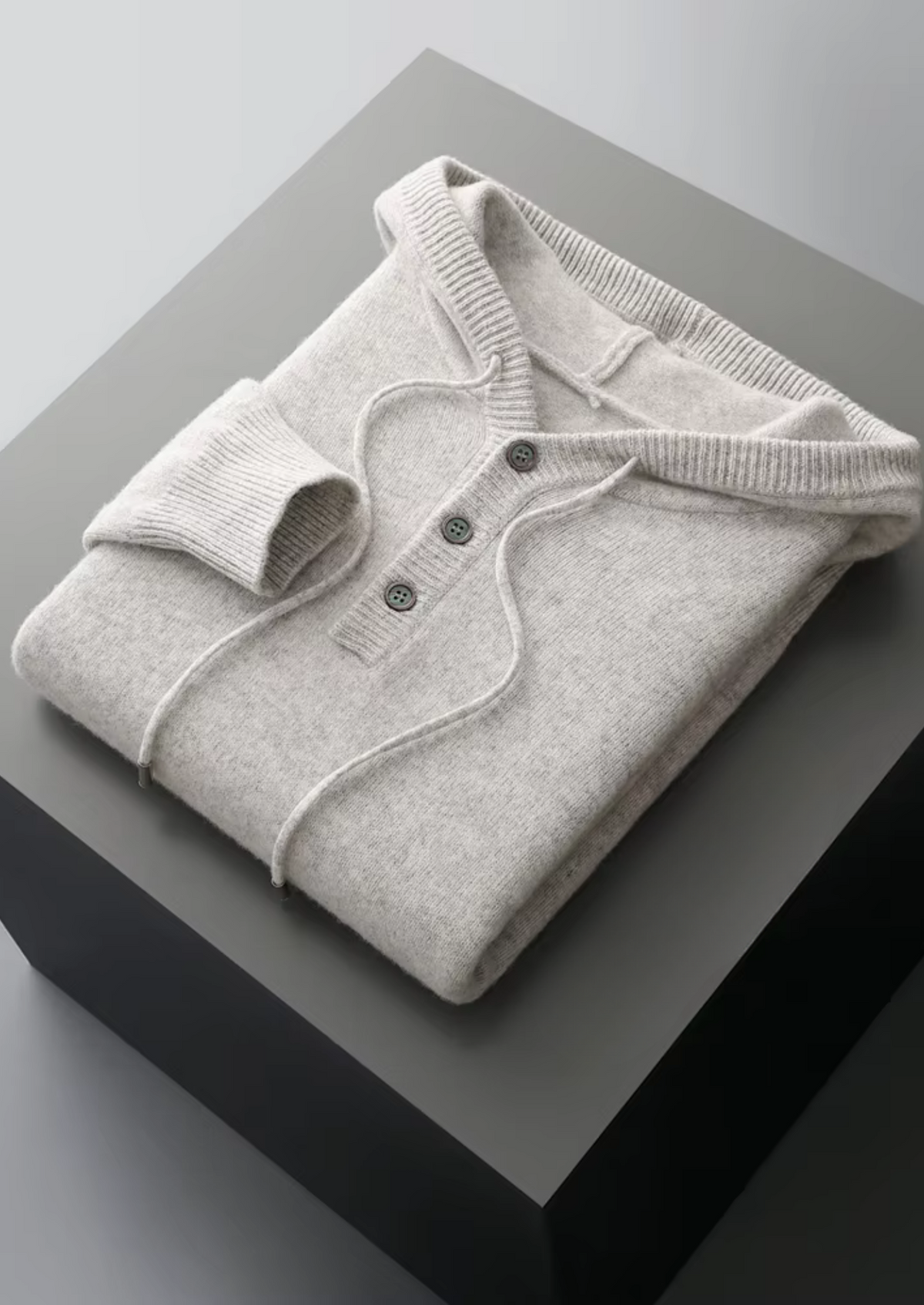 Pure Extra-Fine Merino Wool Button Hoodie