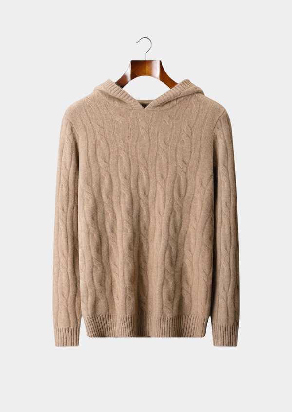 Pure Cashmere Cable Knit Hoodie