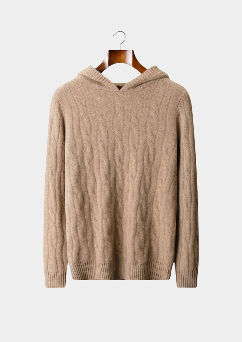 Pure Cashmere Cable Knit Hoodie