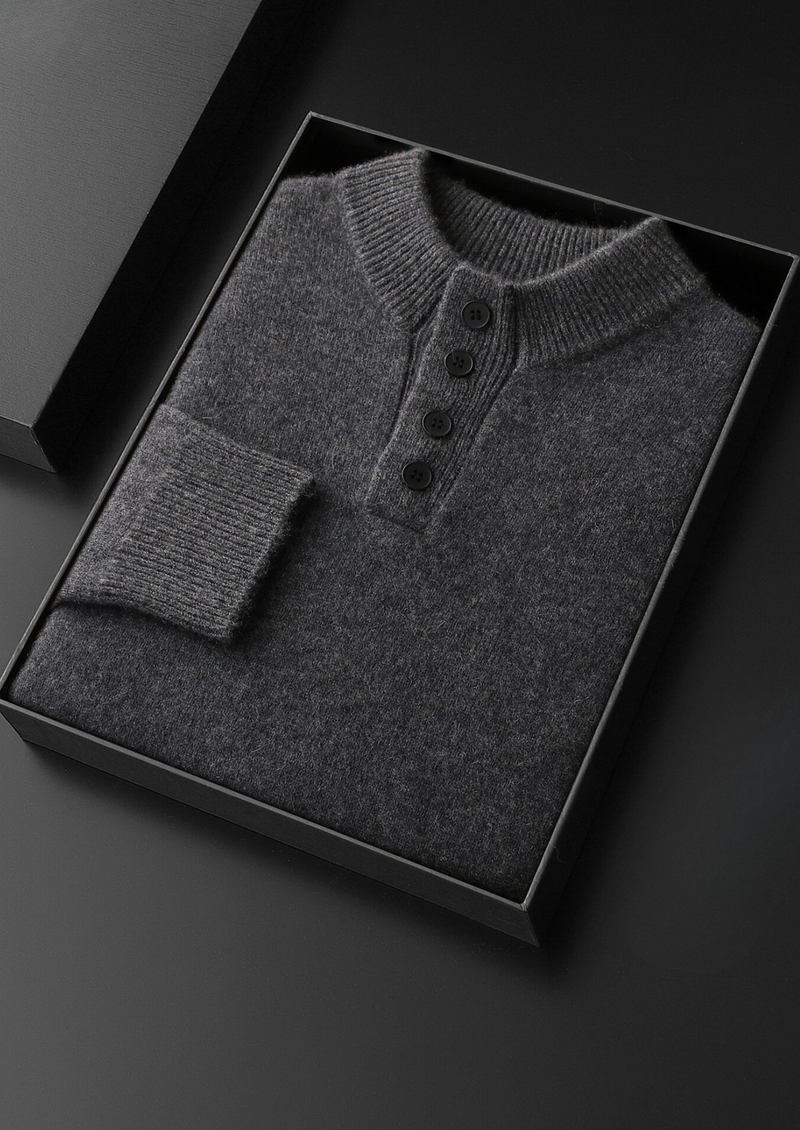 Pure Cashmere Dark Gray Button Sweater