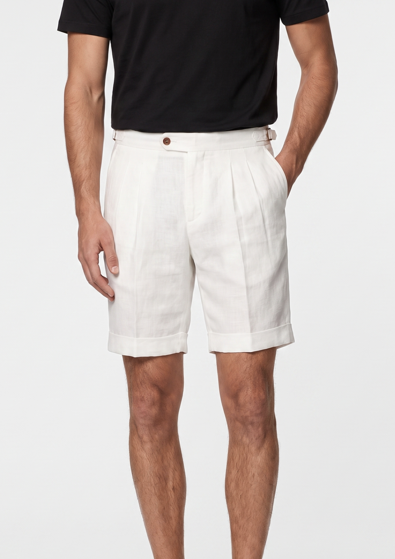 Pleated Linen Seaside Shorts