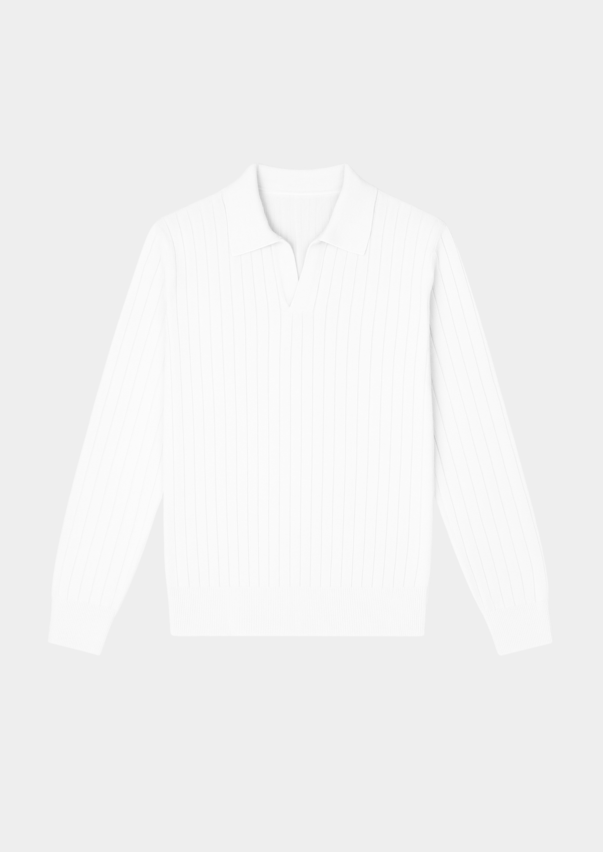 Buttonless Ribbed Polo