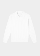 Buttonless Ribbed Polo
